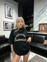 ESSENTIALS FOG Summer Fashion American Trendy Brand Half High Collar Couple Loose Cotton Top Men's and Women's Short sleeved T-shirt