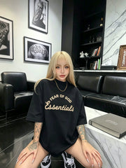 ESSENTIALS FOG Summer Fashion American Trendy Brand Half High Collar Couple Loose Cotton Top Men's and Women's Short sleeved T-shirt